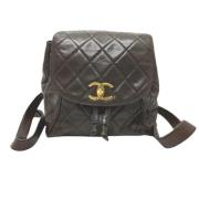 Pre-owned Leather backpacks Chanel Vintage , Brown , Dames