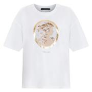 Gouden Detail Klassiek T-shirt Marina Rinaldi , White , Dames