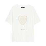 Witte Vlinder Geborduurd T-shirt Max Mara Weekend , White , Dames