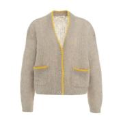 Alpaca Gebreide V-hals Cardigan met Zakken American Vintage , Gray , D...