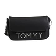 Zwarte Polyurethaan Handtas Herfst/Winter Tommy Hilfiger , Black , Dam...