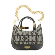 Gouden Logo Lurex Schoudertas Moschino , Black , Dames