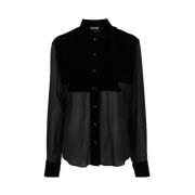 Zwarte Zijden Geknoopte Overhemd Tom Ford , Black , Dames