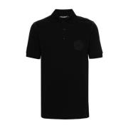 Zwarte Polo Shirt Katoen Piqué Weefsel Dolce & Gabbana , Black , Heren