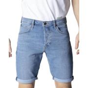 Blauwe Effen Heren Shorts Rits Knoop Lee , Blue , Heren