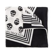 Skull Logo Zijden Sjaal Alexander McQueen , Black , Dames