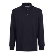 Blauw Polo Shirt Lange Mouw Brunello Cucinelli , Blue , Heren