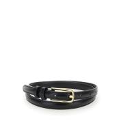 Zwart Leren Riem met Rechthoekige Gesp Semicouture , Black , Dames