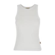 Geribbeld katoenen top in wit Semicouture , White , Dames