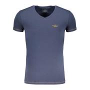 Blauw Heren T-shirt Korte Mouwen Aeronautica Militare , Blue , Heren