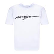 Wit Ronde hals T-shirt Chic Stijl Msgm , White , Dames