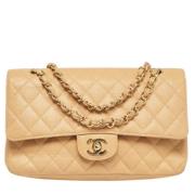 Pre-owned Leather chanel-bags Chanel Vintage , Beige , Dames