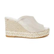 Gouden Blokhak Sleehakken Espadrilles , Yellow , Dames