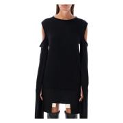 Cape Sleeve Knit Dress Rick Owens , Black , Dames