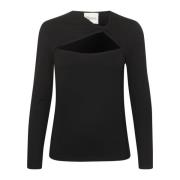 Zwarte Knoopblouse met Slimme Uitsnijding My Essential Wardrobe , Blac...