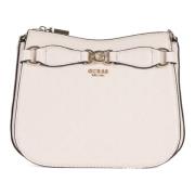 Eco Leren Schoudertas met Logo Guess , Beige , Dames