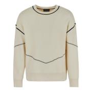 Vanilla Crew-neck Wool Cotton Sweater Emporio Armani , Beige , Heren