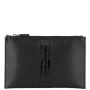 Pre-owned Leather clutches Prada Vintage , Black , Dames