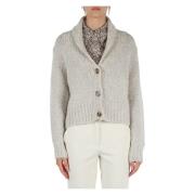 Mohair Vest met Pailletten en Ribdetails Marella , Beige , Dames