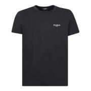 Zwart Ronde hals Logo Print T-shirt Balmain , Black , Heren