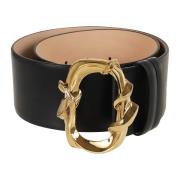 Slang Gesp Leren Riem Alexander McQueen , Black , Dames