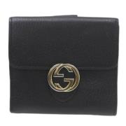 Pre-owned Leather wallets Gucci Vintage , Black , Dames