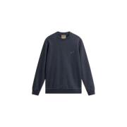 Blauwe Crewneck Sweater Melton Stijl Woolrich , Blue , Heren