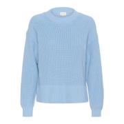 Zachte Chambray Rib Gebreide Trui Part Two , Blue , Dames