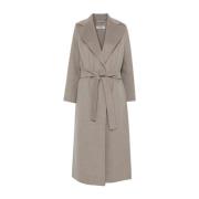 Taupe Grijs Wollen Jas Mélange Effect Max Mara , Gray , Dames