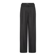 Elegant Wide Leg Trousers with Belt MOS Mosh , Gray , Dames