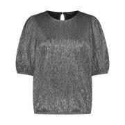 Fancy Crinkle Korte Mouw Top Tramontana , Gray , Dames