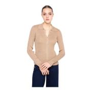 Gebreide shirt met V-hals en knopen Silvian Heach , Beige , Dames