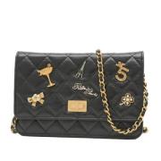 Pre-owned Leather wallets Chanel Vintage , Black , Dames