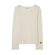 Ecru Merino Wol Top Busnel , Beige , Dames