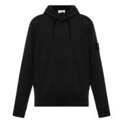 Biologisch Katoenen Hoodie Stone Island , Black , Heren