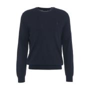 Geribbelde Crew Neck Gebreide Trui Polo Ralph Lauren , Blue , Heren