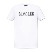 T-shirt met logo Moncler , White , Heren