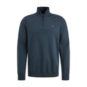 Half Zip Pullover Essentiële Katoenen Trui Cast Iron , Blue , Heren