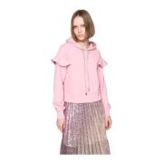 Ruffle Hoodie Lange Mouw Overline Silvian Heach , Pink , Dames