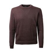 Donkerbruine Wol Crew-Neck Sweater Zanone , Brown , Heren