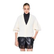 V-hals Knoop-Up Cardigan met Wijde Mouwen Silvian Heach , White , Dame...