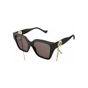 Zwart Bruin Zonnebril Gg1023S 005 Gucci , Black , Unisex