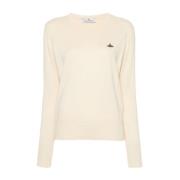 Ribgebreide Crew Neck Sweater Vivienne Westwood , Beige , Dames