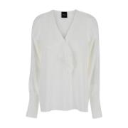 Witte Shirt met Volant Detail Plain Units , White , Dames