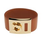 Bruin Leren Armband met Gancini Sluiting Salvatore Ferragamo , Brown ,...