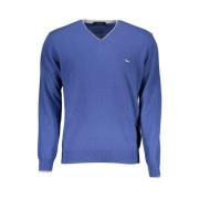 V-hals Pullover met Contrastdetails Harmont & Blaine , Blue , Heren