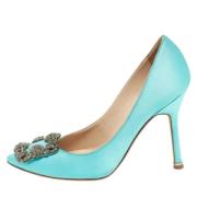 Pre-owned Satin heels Manolo Blahnik Pre-owned , Blue , Dames