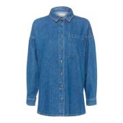 Vintage Denim Jack met Borstzak My Essential Wardrobe , Blue , Dames