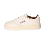 Kleurrijke Leren Sneaker met Reflecterend Label Autry , White , Heren