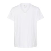 V-Neck Tee Top Bright White My Essential Wardrobe , White , Dames